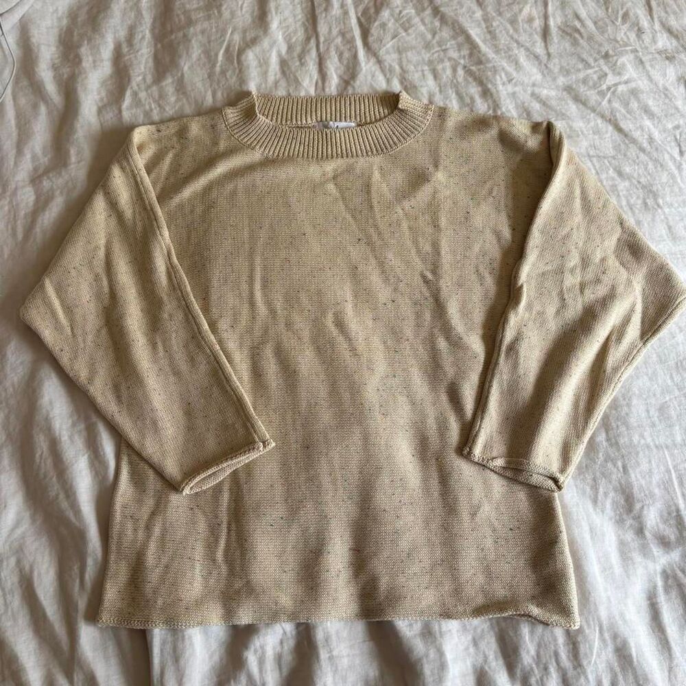 NWT Fable and Ford Rainbow Speckled Cream Knit Lightweight Cotton Sweater Medium